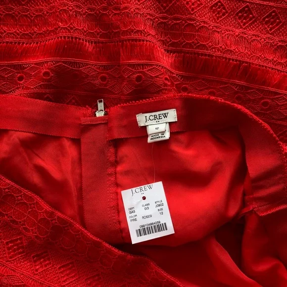 J CREW red fringe lace mini skirt NWT - Picture 4 of 6